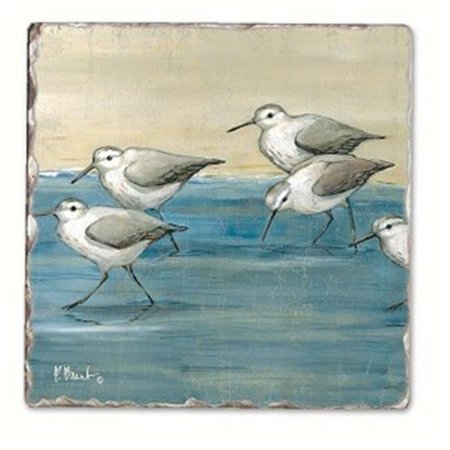 COUNTERART Counter Art CART11914 Sandpipers on the Beach Single Tumbled Tile Coaster CART11914